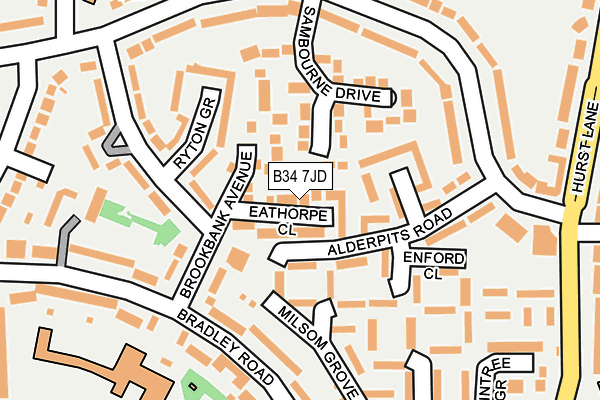 B34 7JD map - OS OpenMap – Local (Ordnance Survey)