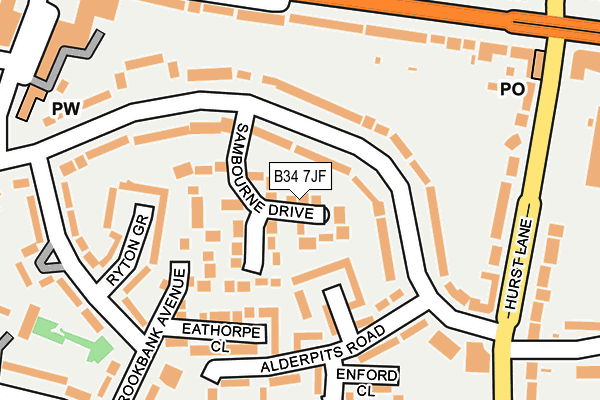 B34 7JF map - OS OpenMap – Local (Ordnance Survey)