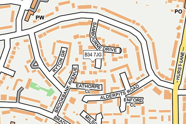 B34 7JG map - OS OpenMap – Local (Ordnance Survey)