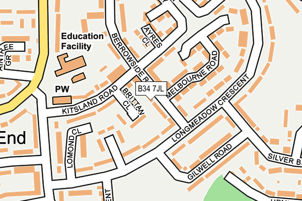 B34 7JL map - OS OpenMap – Local (Ordnance Survey)