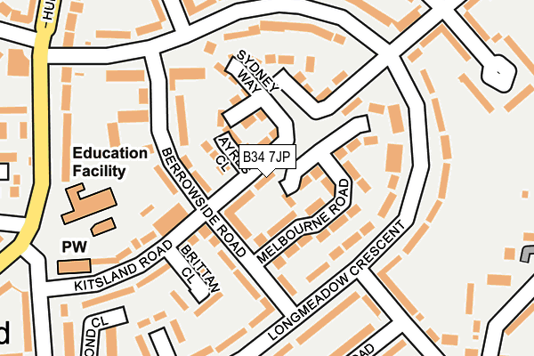 B34 7JP map - OS OpenMap – Local (Ordnance Survey)