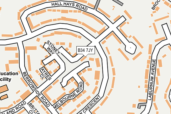 B34 7JY map - OS OpenMap – Local (Ordnance Survey)