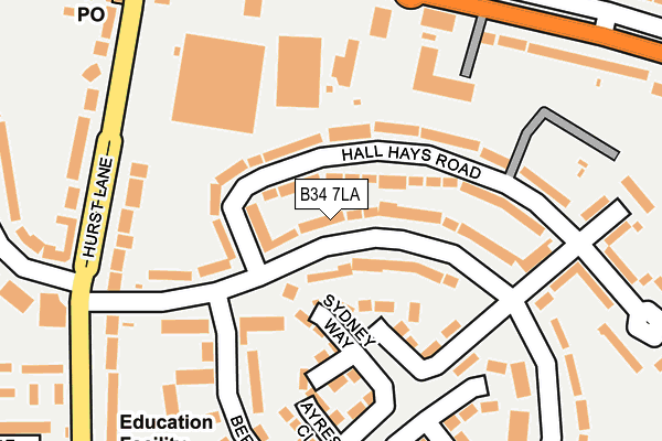 B34 7LA map - OS OpenMap – Local (Ordnance Survey)