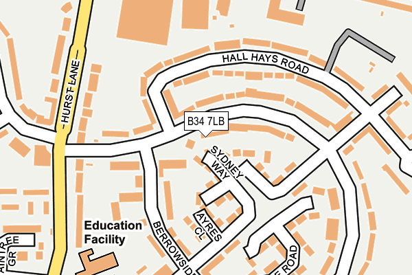 B34 7LB map - OS OpenMap – Local (Ordnance Survey)