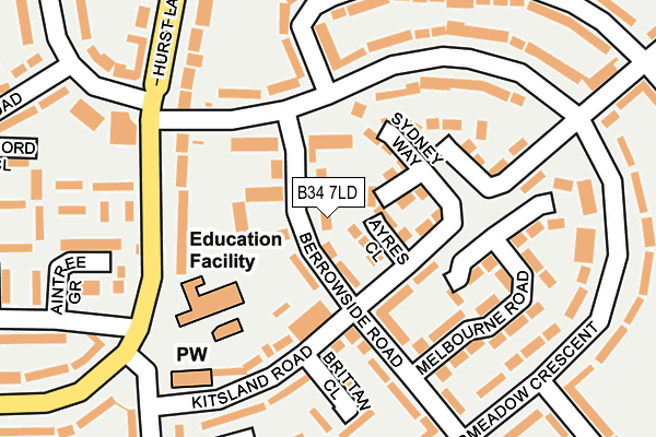 B34 7LD map - OS OpenMap – Local (Ordnance Survey)