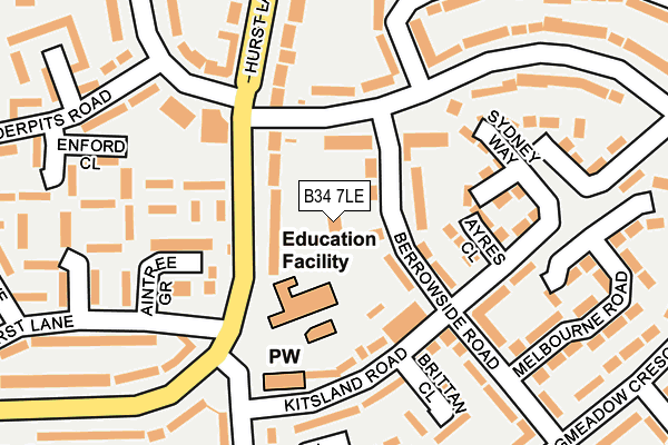 B34 7LE map - OS OpenMap – Local (Ordnance Survey)