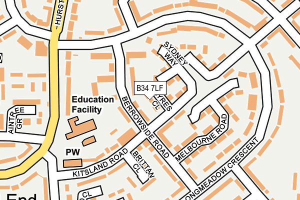 B34 7LF map - OS OpenMap – Local (Ordnance Survey)