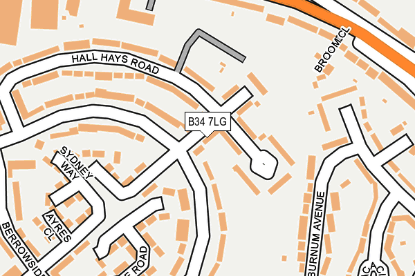 B34 7LG map - OS OpenMap – Local (Ordnance Survey)