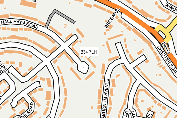 B34 7LH map - OS OpenMap – Local (Ordnance Survey)