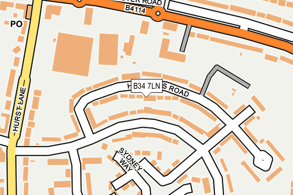 B34 7LN map - OS OpenMap – Local (Ordnance Survey)