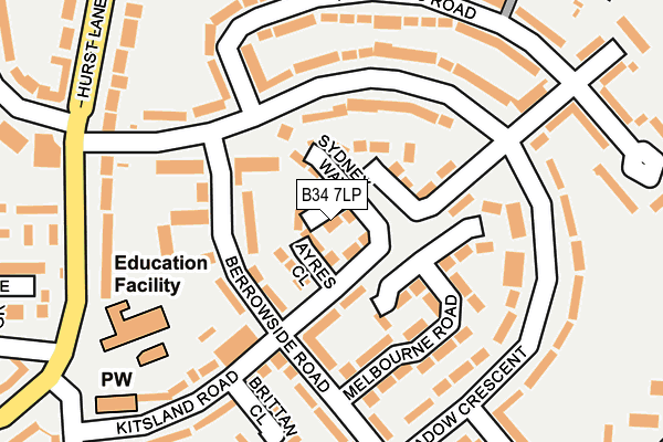 B34 7LP map - OS OpenMap – Local (Ordnance Survey)