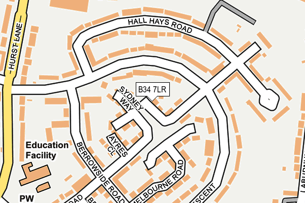 B34 7LR map - OS OpenMap – Local (Ordnance Survey)