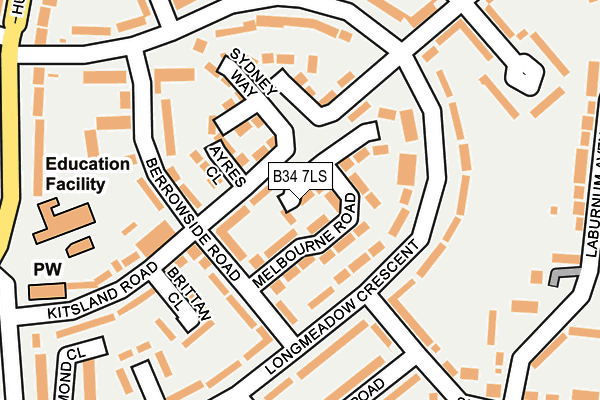 B34 7LS map - OS OpenMap – Local (Ordnance Survey)