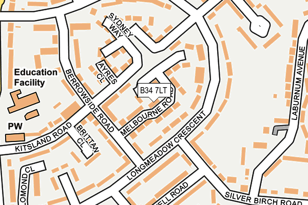 B34 7LT map - OS OpenMap – Local (Ordnance Survey)