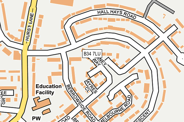 B34 7LU map - OS OpenMap – Local (Ordnance Survey)