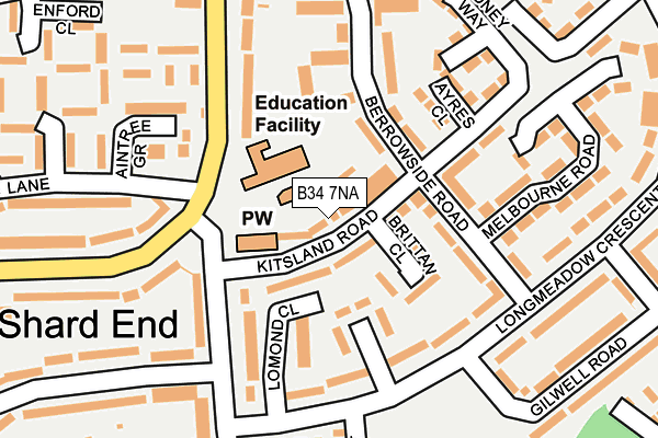 B34 7NA map - OS OpenMap – Local (Ordnance Survey)