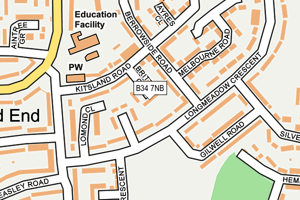 B34 7NB map - OS OpenMap – Local (Ordnance Survey)