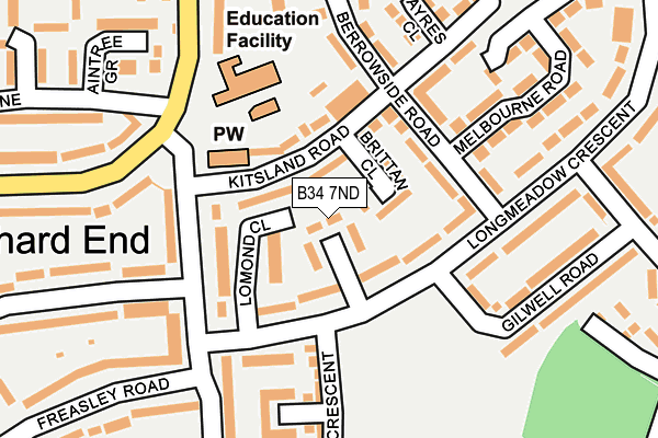 B34 7ND map - OS OpenMap – Local (Ordnance Survey)