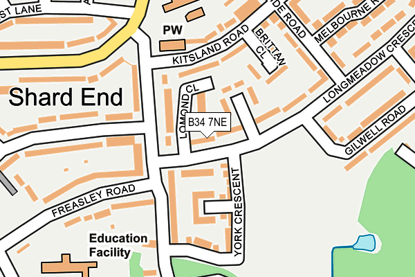 B34 7NE map - OS OpenMap – Local (Ordnance Survey)