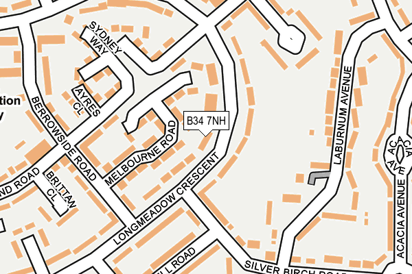 B34 7NH map - OS OpenMap – Local (Ordnance Survey)