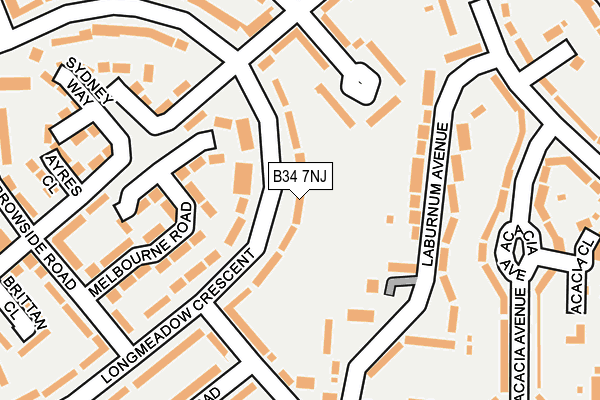 B34 7NJ map - OS OpenMap – Local (Ordnance Survey)