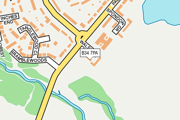 B34 7PA map - OS OpenMap – Local (Ordnance Survey)