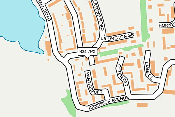 B34 7PX map - OS OpenMap – Local (Ordnance Survey)