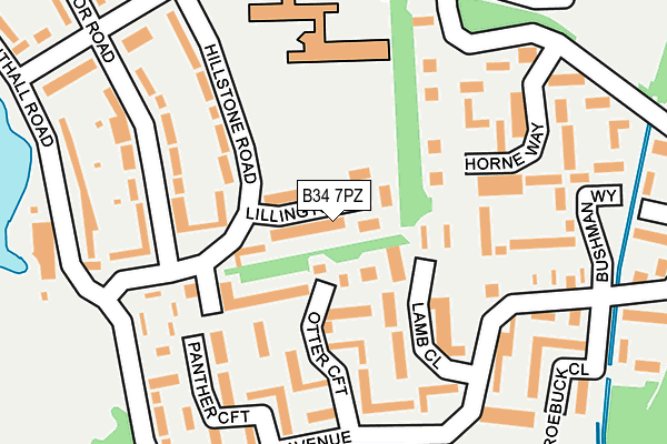 B34 7PZ map - OS OpenMap – Local (Ordnance Survey)