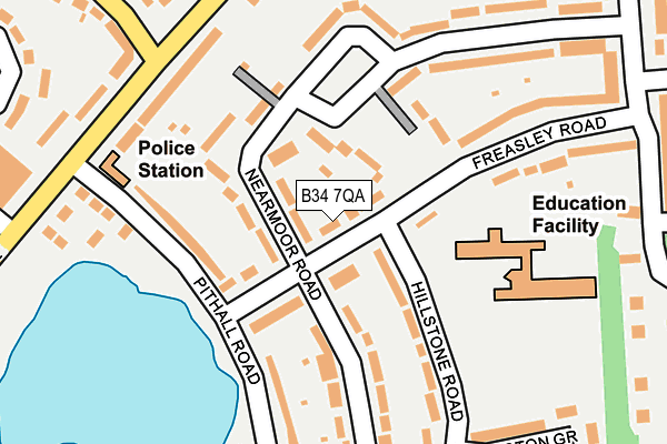 B34 7QA map - OS OpenMap – Local (Ordnance Survey)