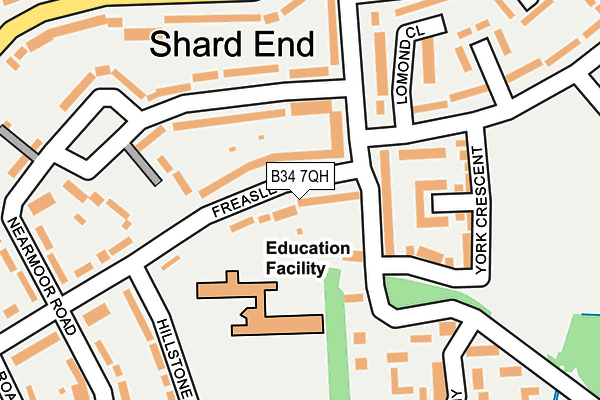 B34 7QH map - OS OpenMap – Local (Ordnance Survey)