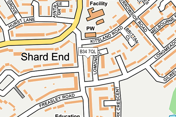 B34 7QL map - OS OpenMap – Local (Ordnance Survey)