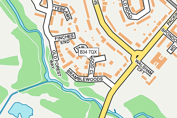 B34 7QX map - OS OpenMap – Local (Ordnance Survey)