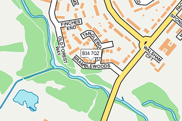 B34 7QZ map - OS OpenMap – Local (Ordnance Survey)