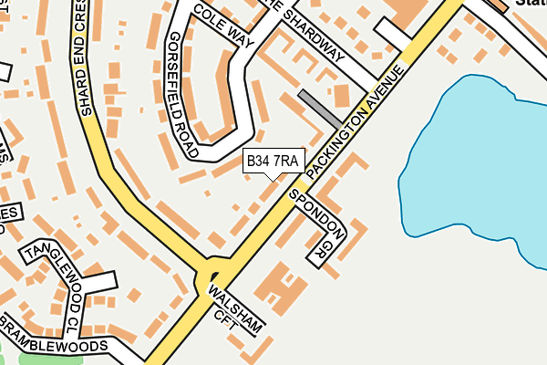 B34 7RA map - OS OpenMap – Local (Ordnance Survey)