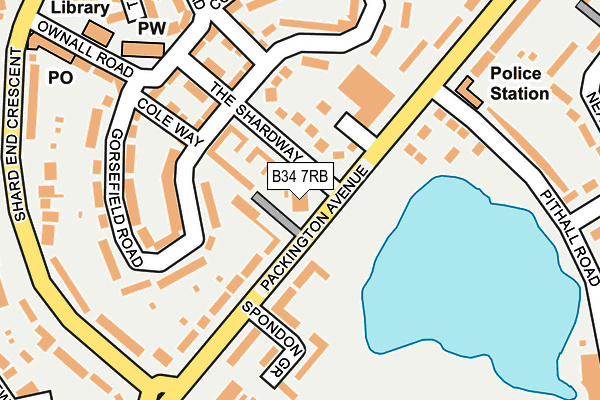 B34 7RB map - OS OpenMap – Local (Ordnance Survey)