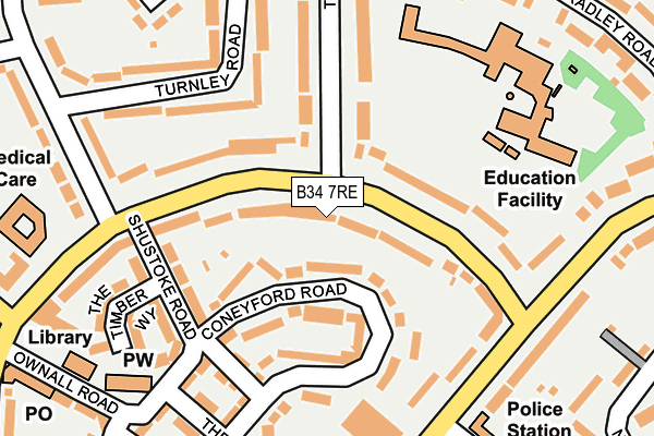 B34 7RE map - OS OpenMap – Local (Ordnance Survey)