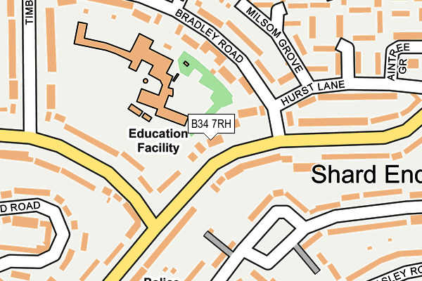 B34 7RH map - OS OpenMap – Local (Ordnance Survey)