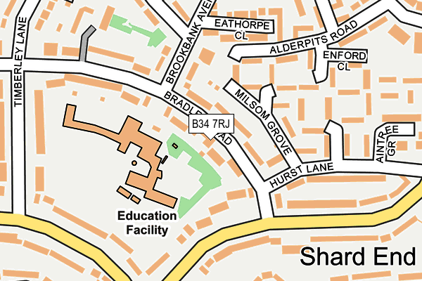 B34 7RJ map - OS OpenMap – Local (Ordnance Survey)