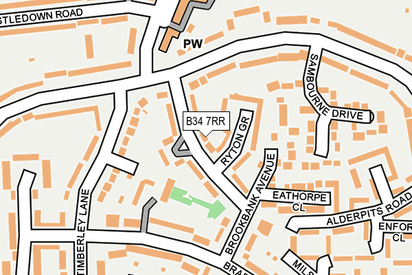 B34 7RR map - OS OpenMap – Local (Ordnance Survey)