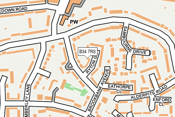 B34 7RS map - OS OpenMap – Local (Ordnance Survey)