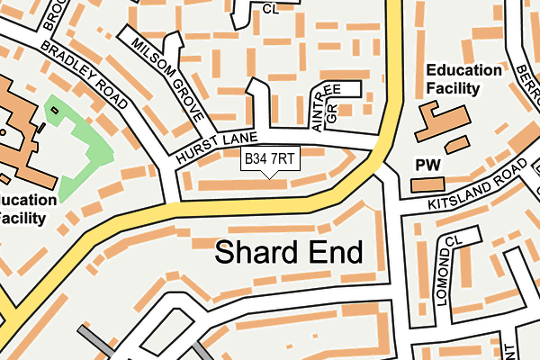 B34 7RT map - OS OpenMap – Local (Ordnance Survey)