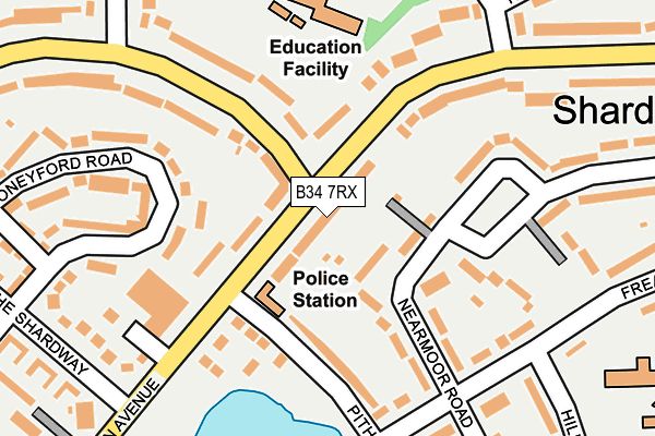 B34 7RX map - OS OpenMap – Local (Ordnance Survey)