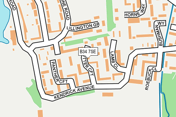 B34 7SE map - OS OpenMap – Local (Ordnance Survey)