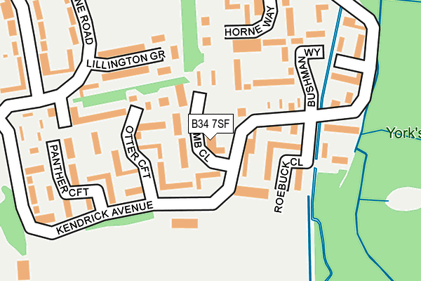 B34 7SF map - OS OpenMap – Local (Ordnance Survey)