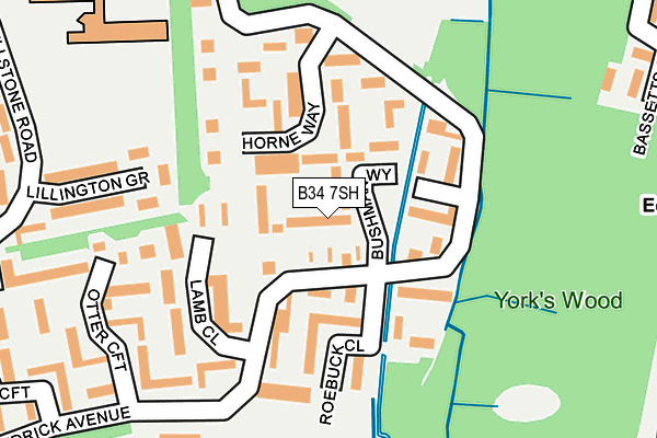 B34 7SH map - OS OpenMap – Local (Ordnance Survey)