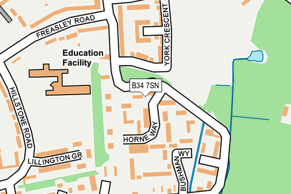 B34 7SN map - OS OpenMap – Local (Ordnance Survey)