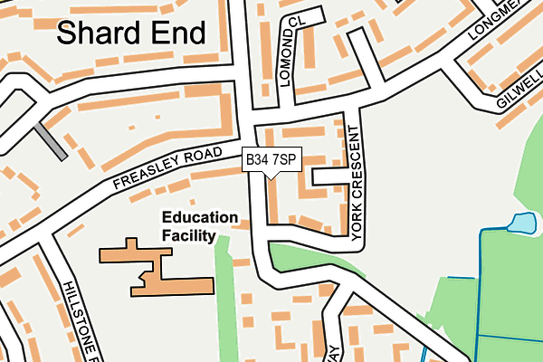 B34 7SP map - OS OpenMap – Local (Ordnance Survey)