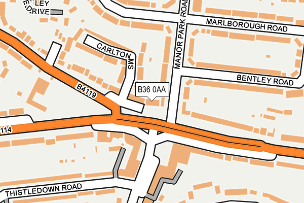 B36 0AA map - OS OpenMap – Local (Ordnance Survey)