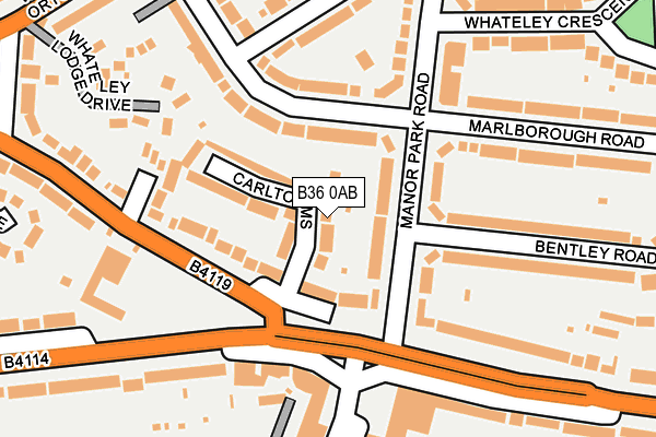 B36 0AB map - OS OpenMap – Local (Ordnance Survey)