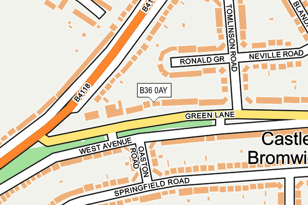 B36 0AY map - OS OpenMap – Local (Ordnance Survey)